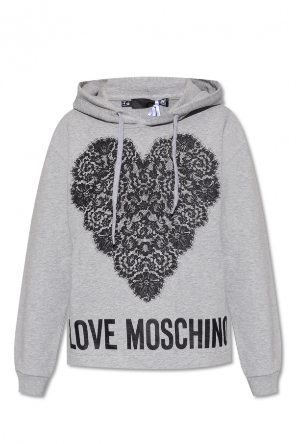 printed hoodie Love Moschino Grey Logo IetpShops Egypt